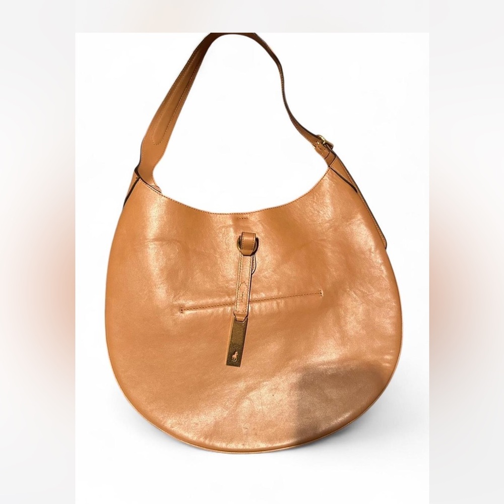 Ralph Lauren Cognac Leather Hobo Shoulder Bag - Picture 6 of 9